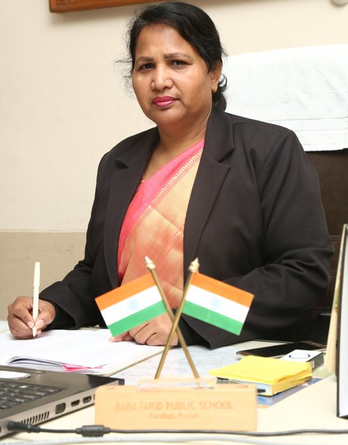 Mrs. Kuldeep Kaur, principal of Baba Farid Public School, Faridkot